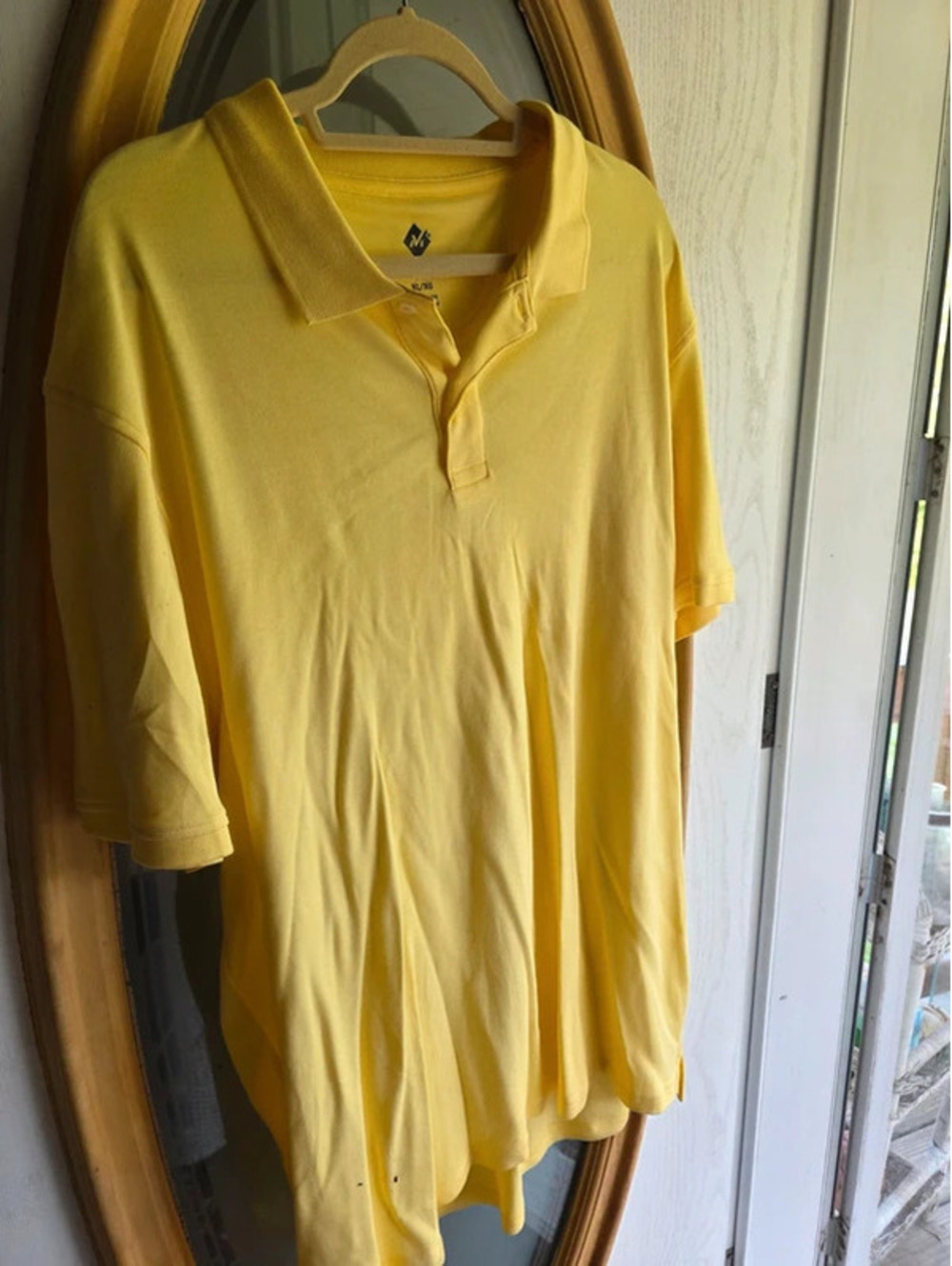 Members Mark Mens Size XL Solid Pastel Butter Yellow Egyptian Cotton Polo Top